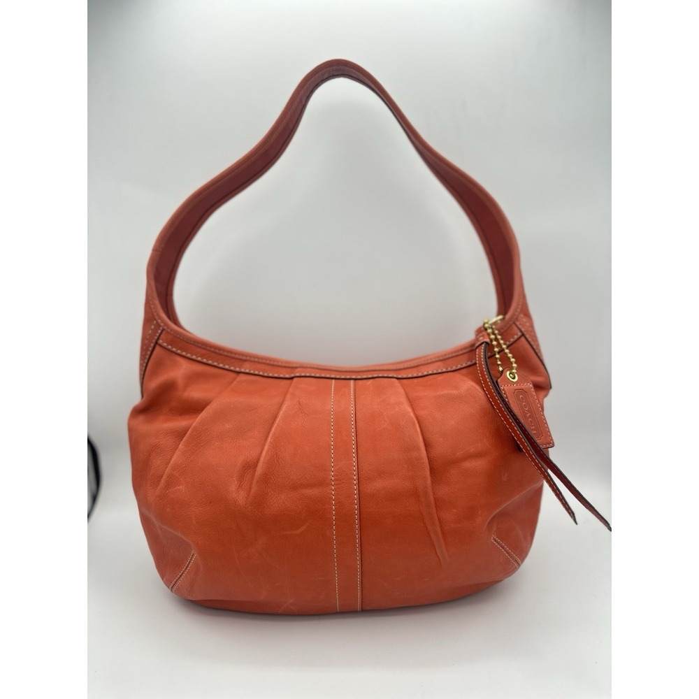Coach Ergo Pleated Hobo Leather Shoulder Bag 12235 Burnt Orange Vintage